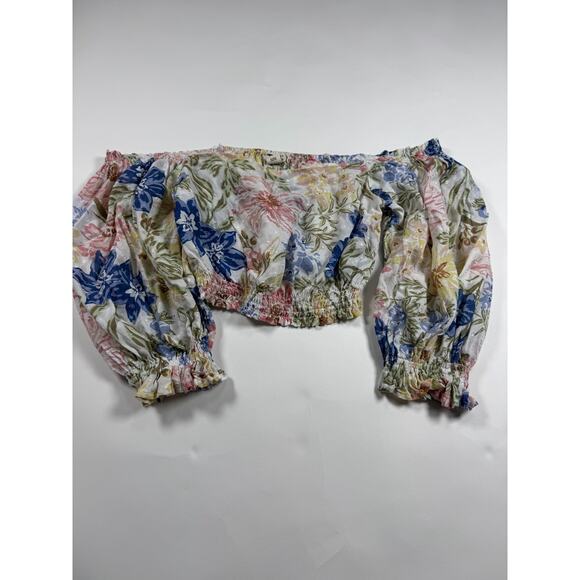 Women's Billabong Floral Off Shoulder Flowy Crop Top Size Small - Picture 1 of 4